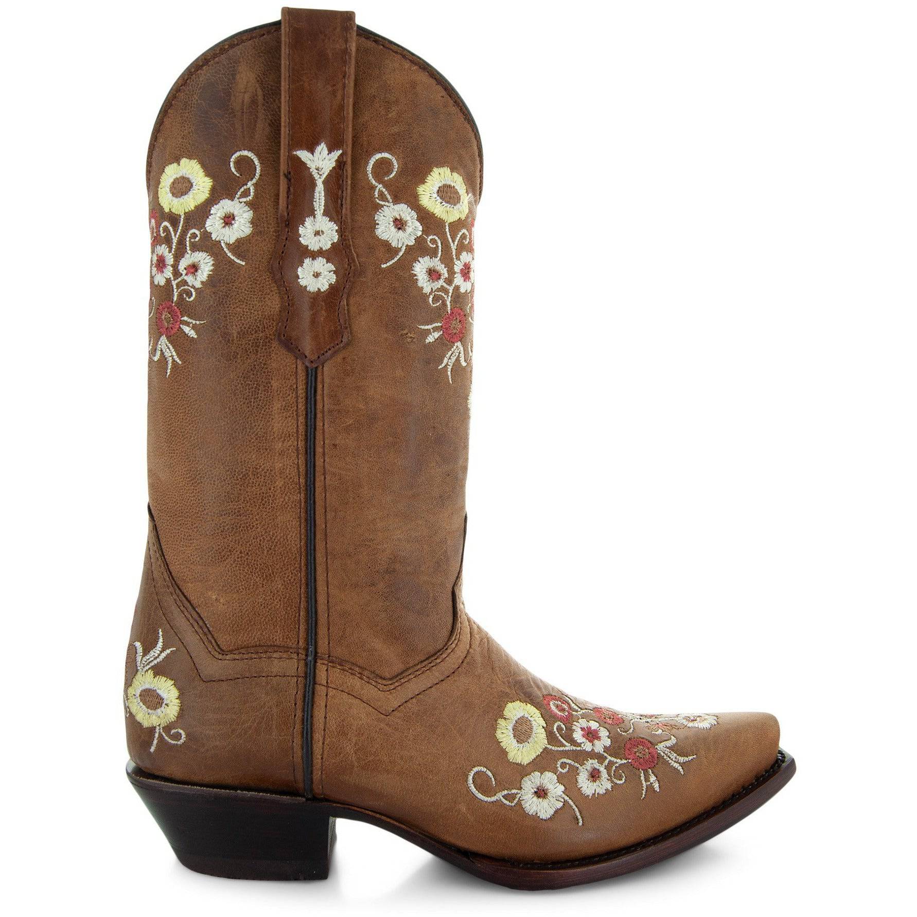 Womens Snipped Toe Western Boots | Soto Boots Tan Leather