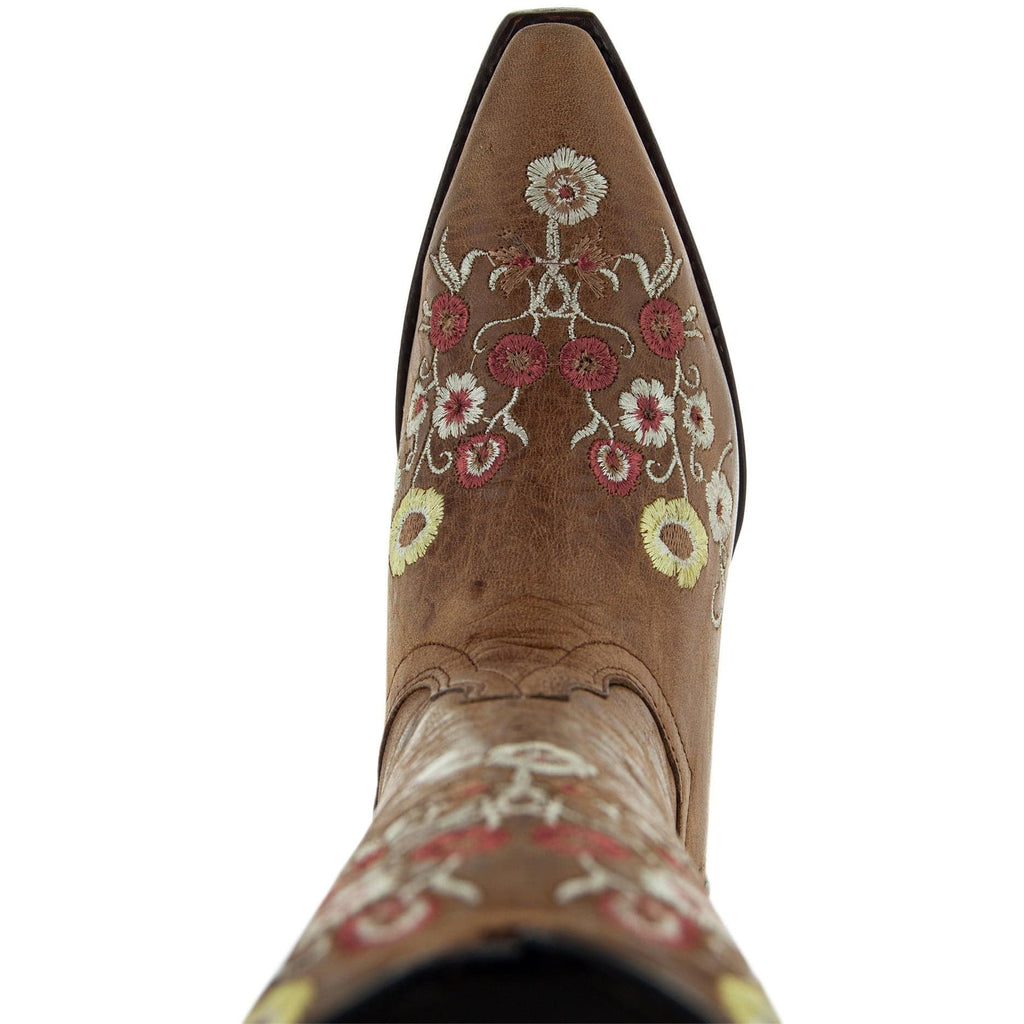Womens Snipped Toe Western Boots | Soto Boots Tan Leather