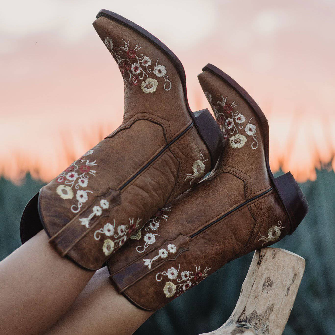 Womens Snipped Toe Western Boots | Soto Boots Tan Leather