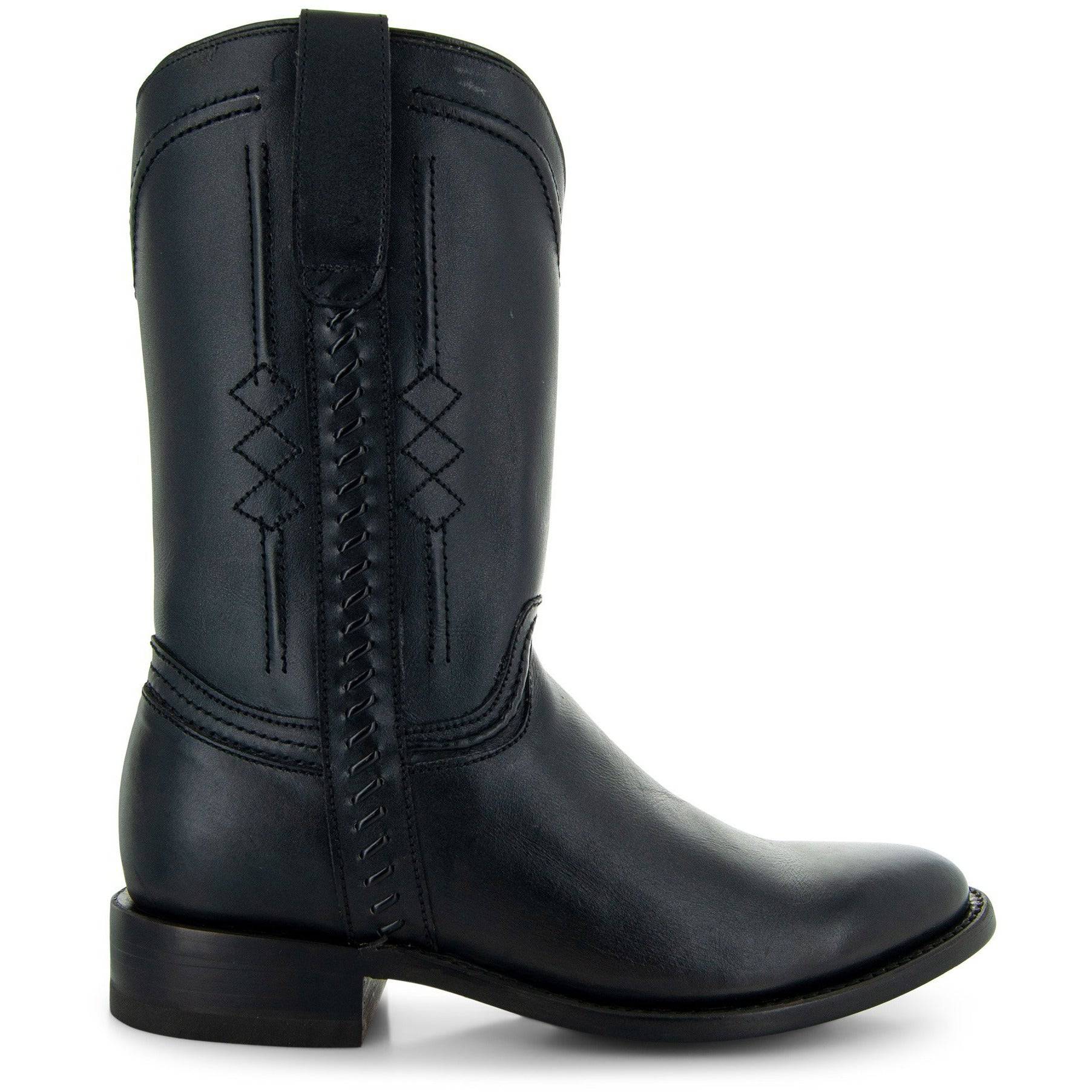 Soto Boots Roper Cowboy Boots for Men - Black Leather