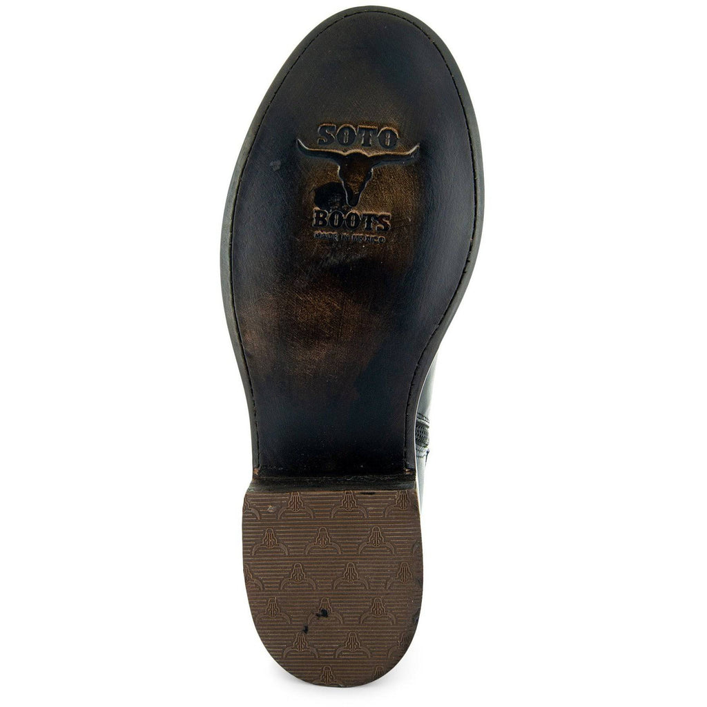 Soto Boots Roper Cowboy Boots for Men - Black Leather