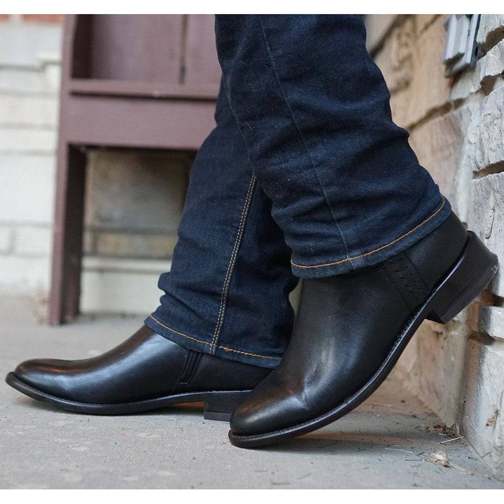 Soto Boots Roper Cowboy Boots for Men - Black Leather