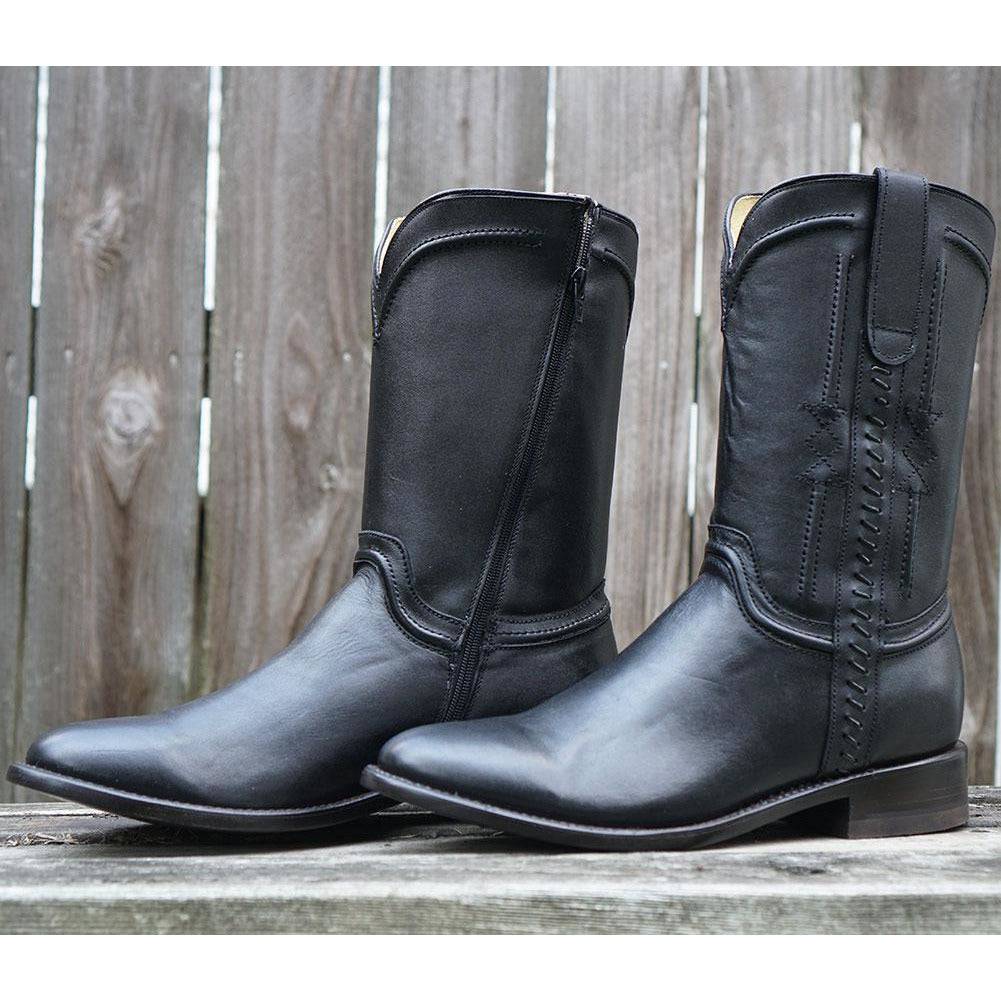 Soto Boots Roper Cowboy Boots for Men - Black Leather