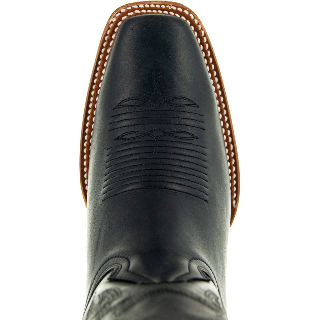 Soto Boots Men's Square Toe Cowboy Boots – Black Leather | Goodyear Welt | Rubber Sole