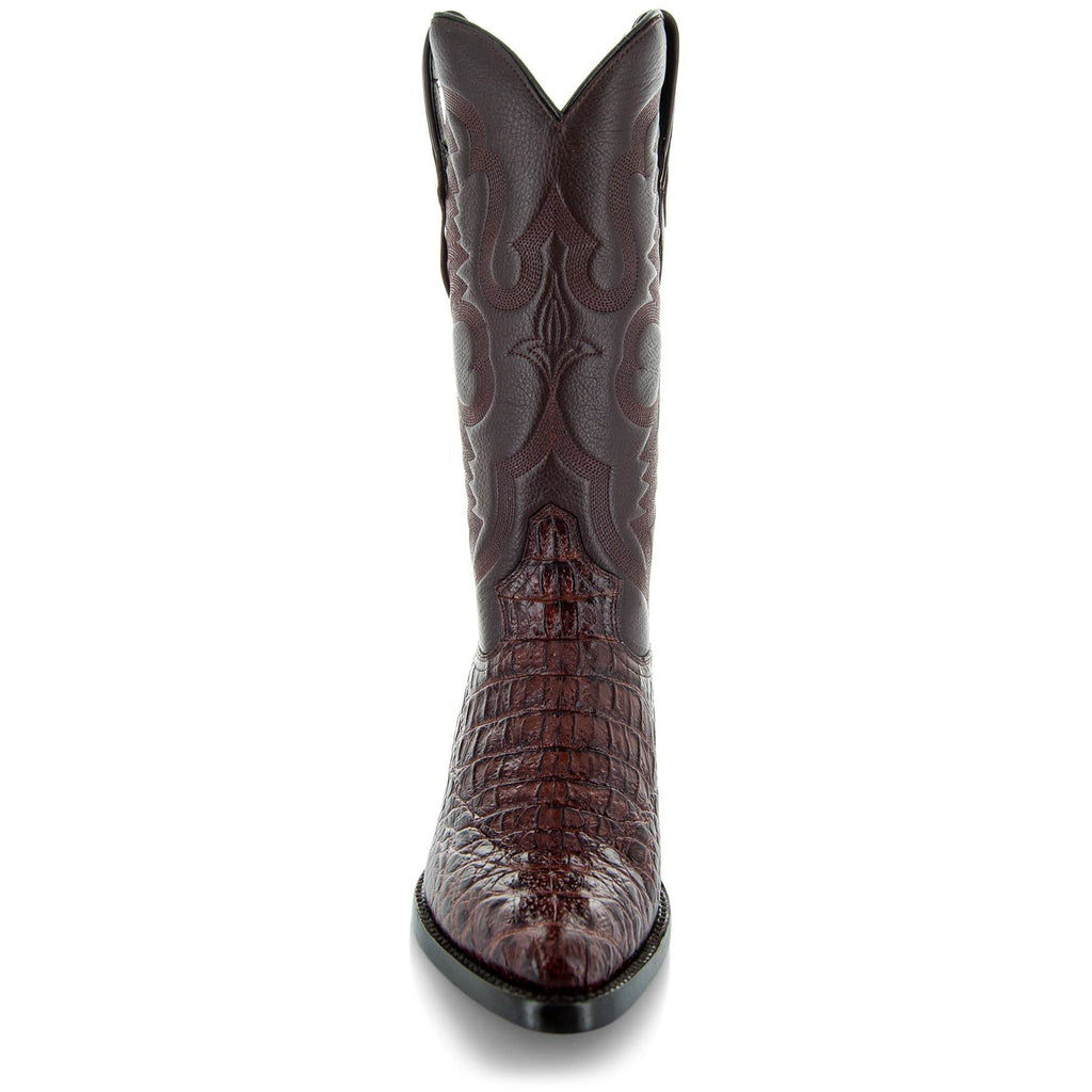 Soto Boots Men's Gator Tail Print Cowboy Boots – Cognac Leather | J Toe | Goodyear Welt