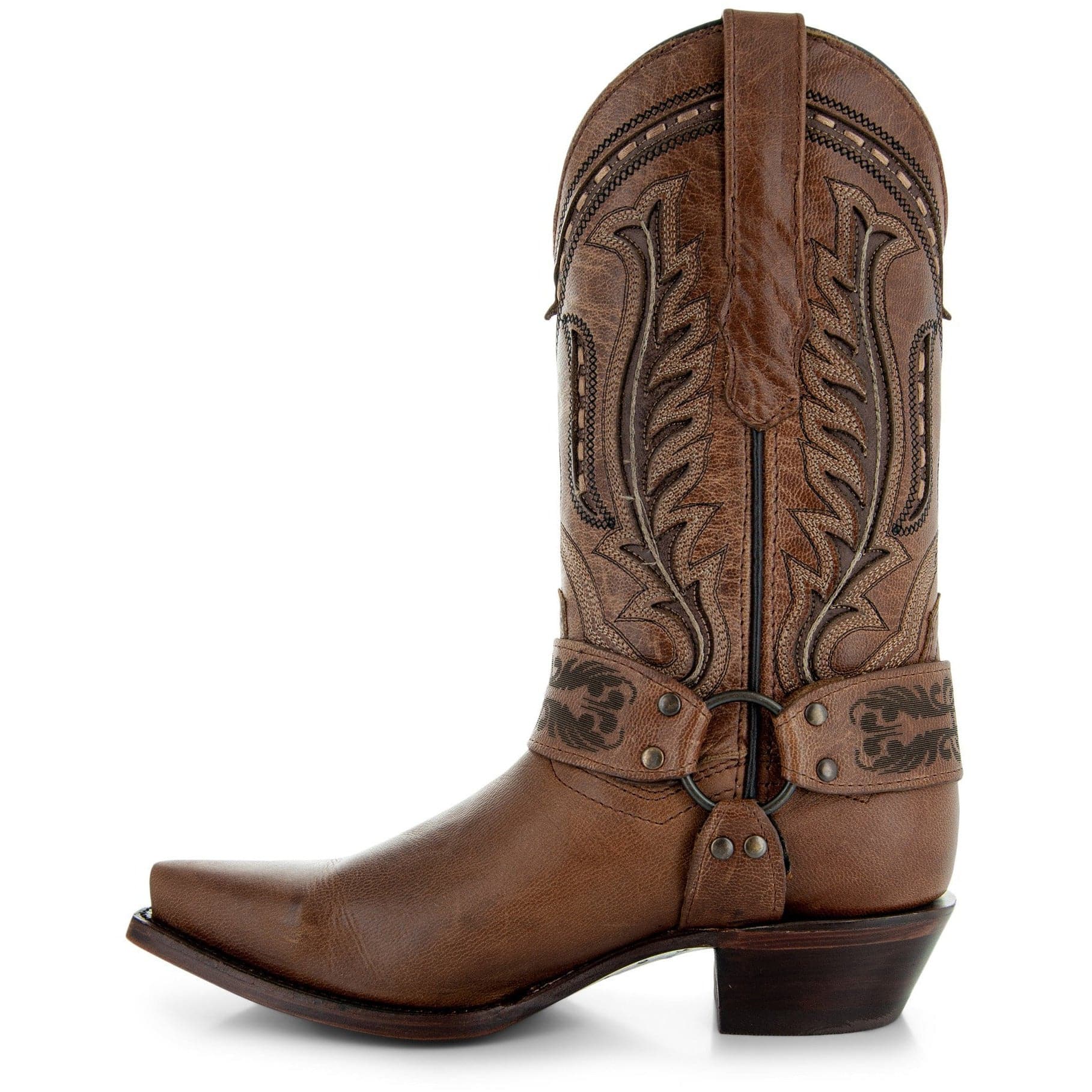 Soto Boots Women's Brown Leather Harness Cowgirl Boot – Snip Toe | M50039