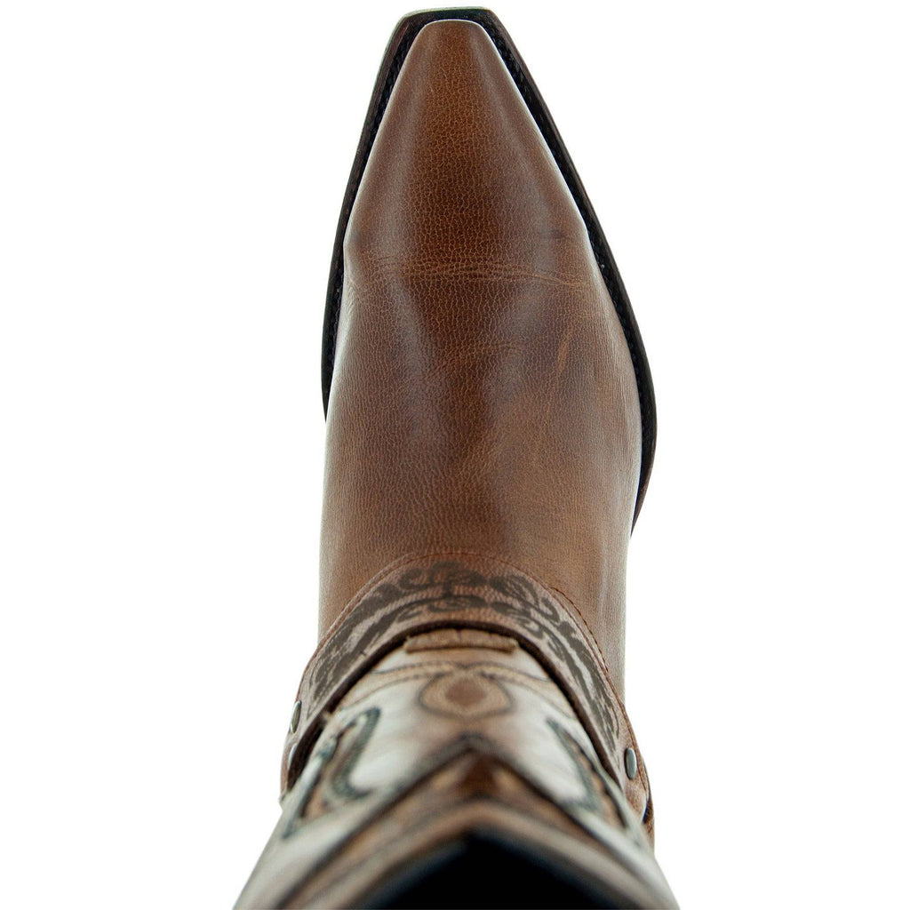 Soto Boots Women's Brown Leather Harness Cowgirl Boot – Snip Toe | M50039