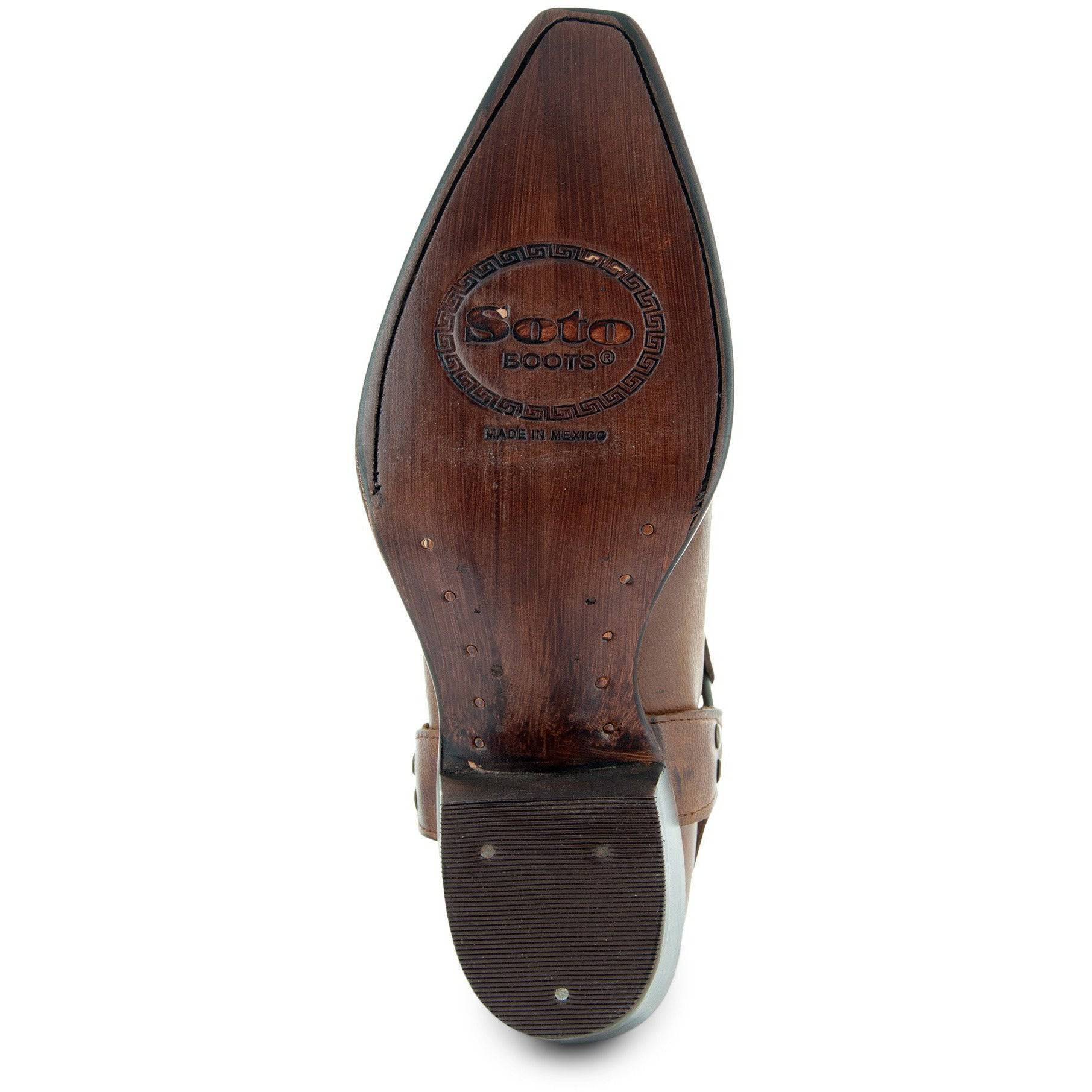 Soto Boots Women's Brown Leather Harness Cowgirl Boot – Snip Toe | M50039