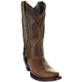 Soto Boots Women's Brown Leather Harness Cowgirl Boot – Snip Toe | M50039