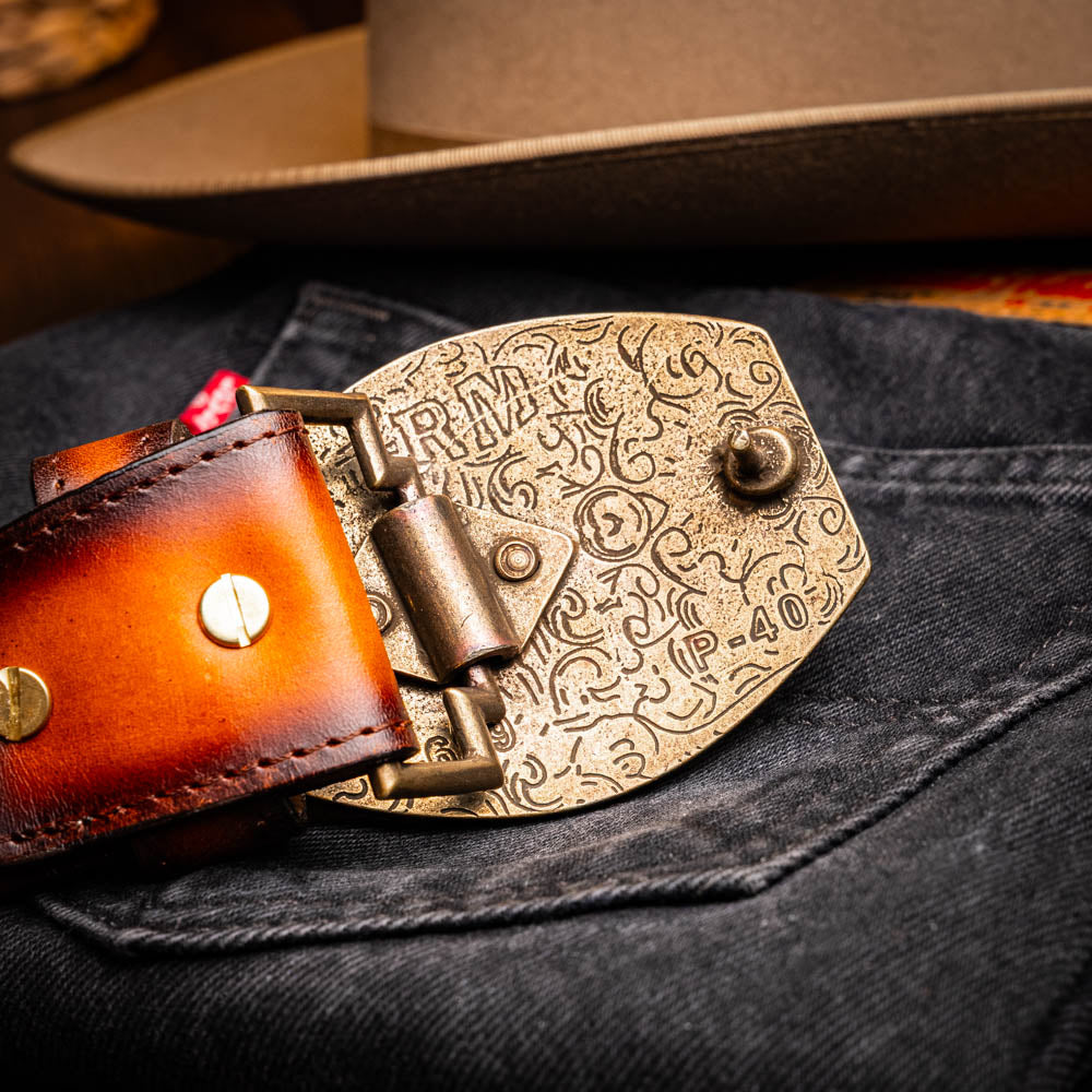 Marco Di Milano Texas Men's Exotic Western Belt – Caiman & Calfskin | Aged Maple