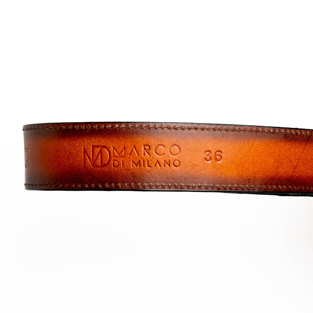 Marco Di Milano Texas Men's Exotic Western Belt – Caiman & Calfskin | Aged Maple