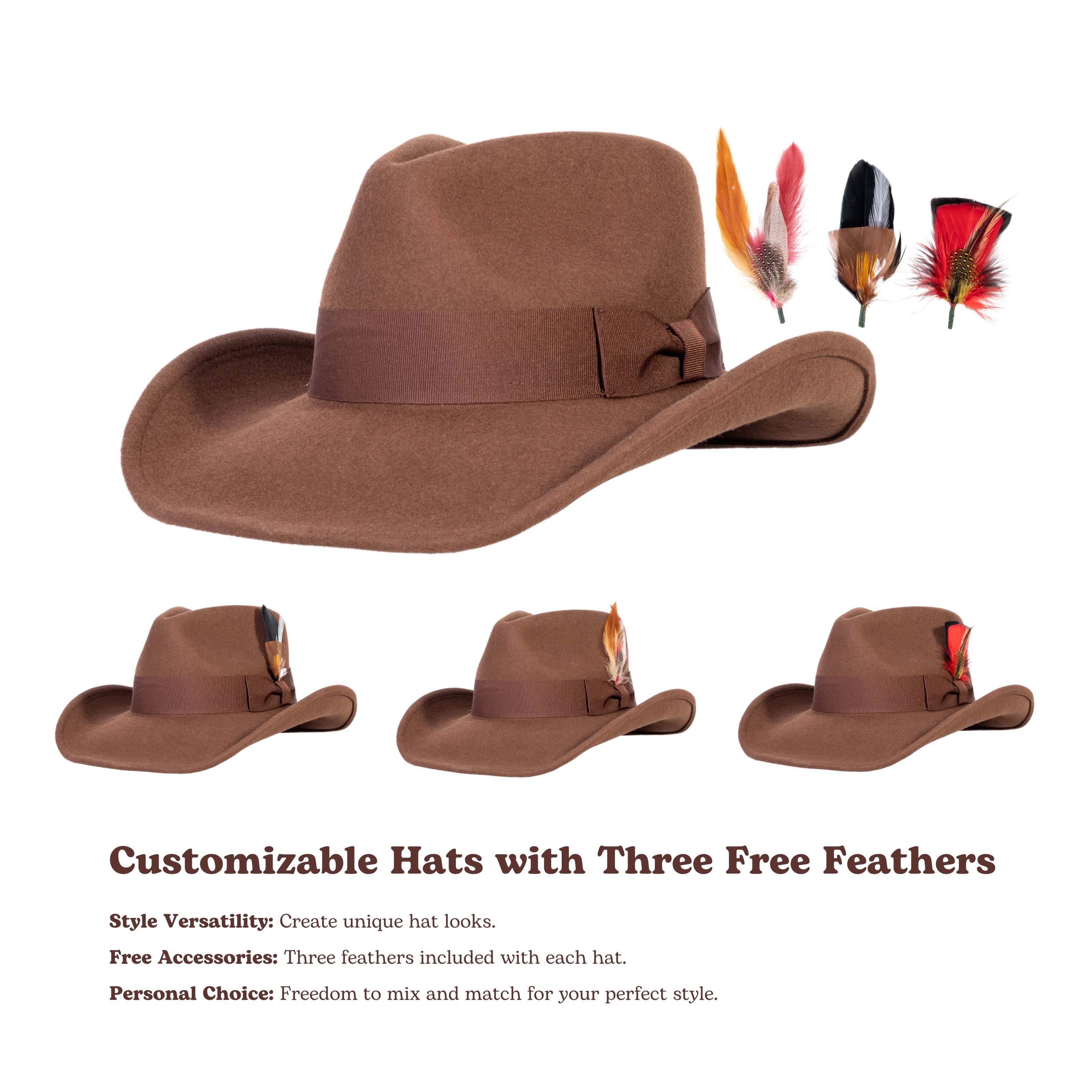 Timber Chestnut Wool Felt Cowboy Hat | Mix Brown Western Hat