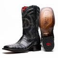 Marco Di Milano Tucson Men's Black Caiman Belly Square Toe Cowboy Boots
