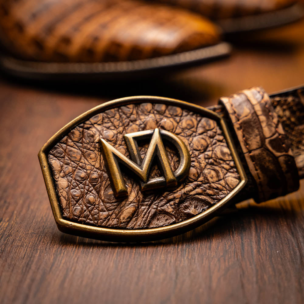 Marco Di Milano Tucson Men's Exotic Cowboy Boots – Genuine Caiman Belly | Stone Orix Square Toe