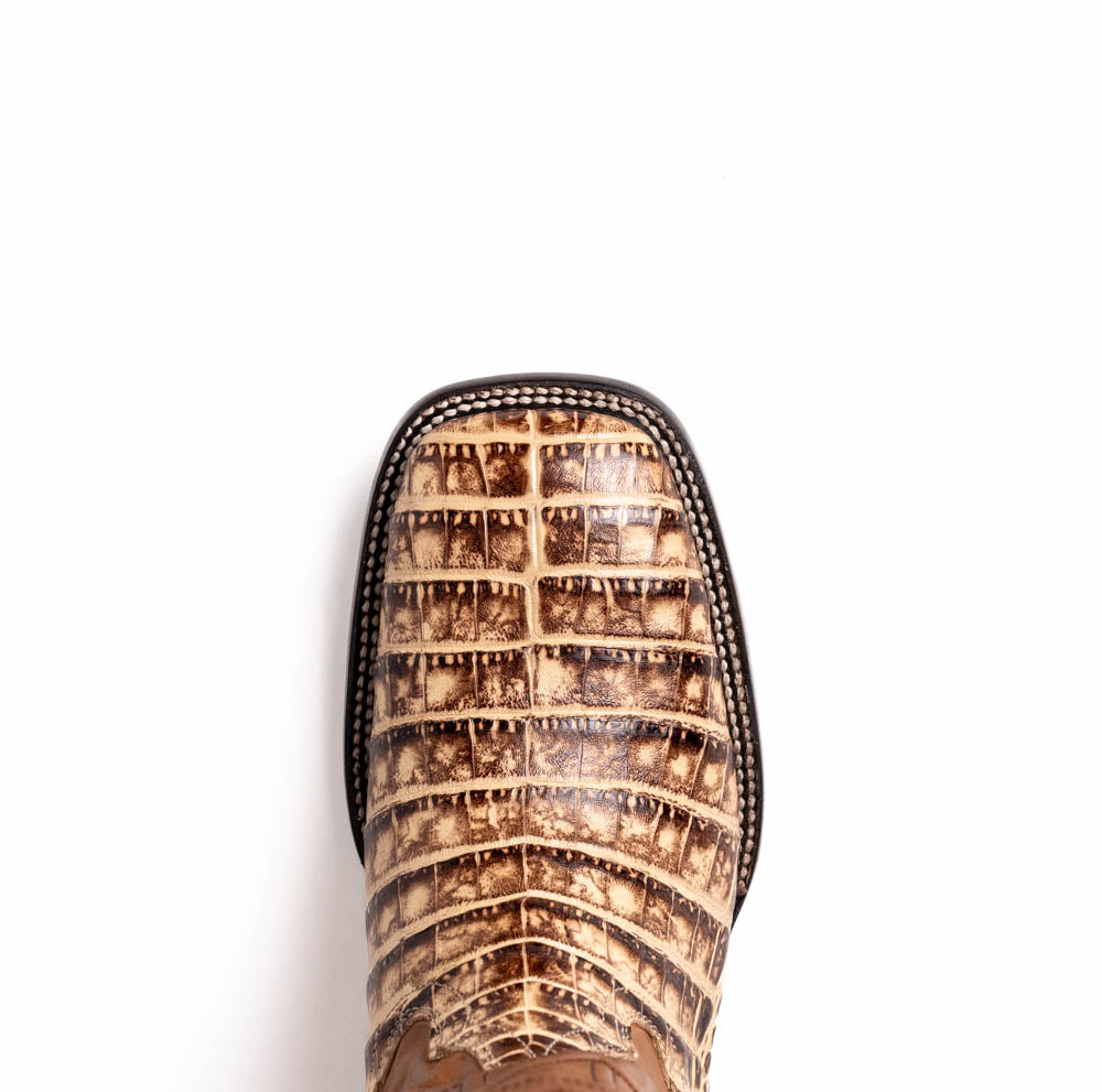 Marco Di Milano Tucson Men's Exotic Cowboy Boots – Genuine Caiman Belly | Stone Orix Square Toe