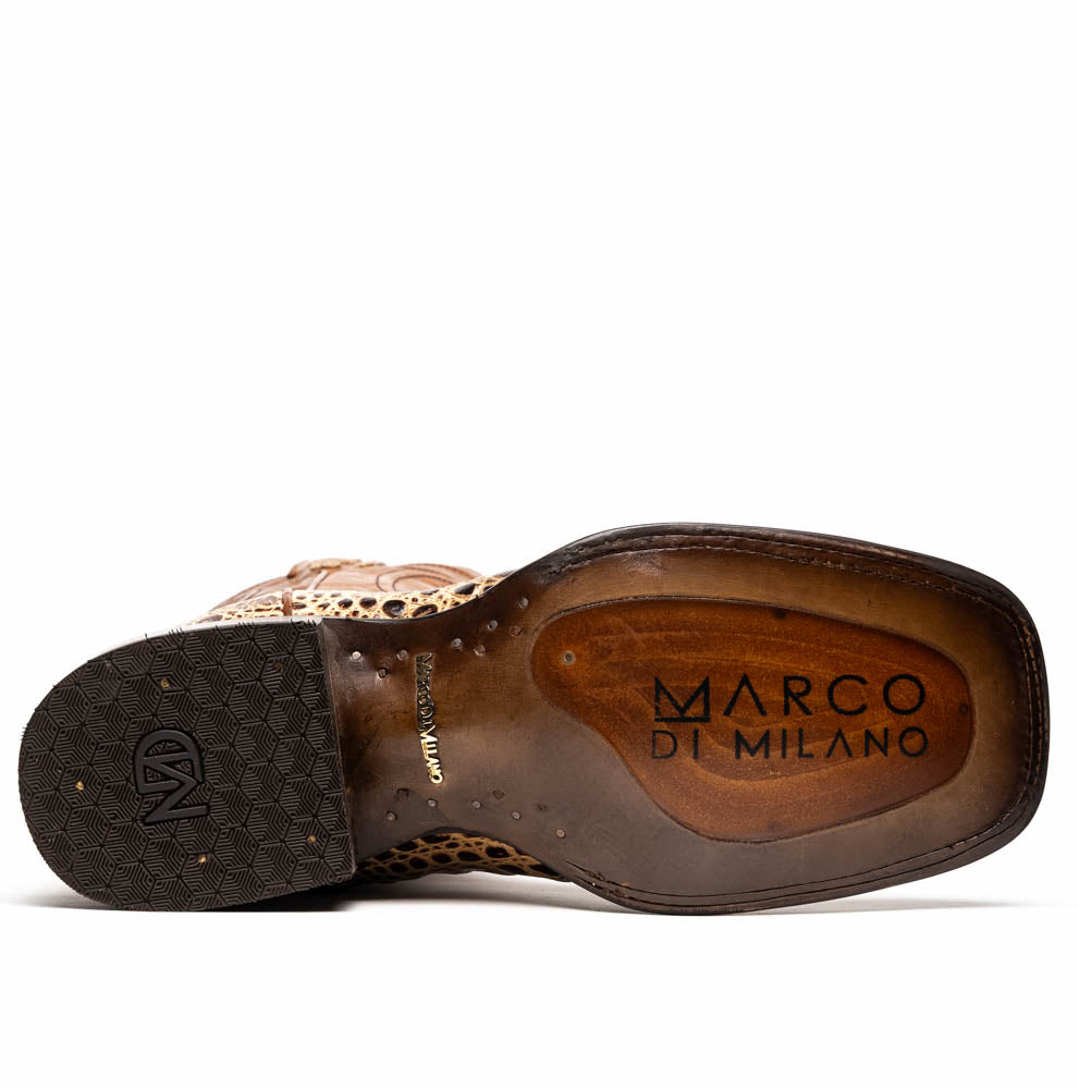 Marco Di Milano Tucson Men's Exotic Cowboy Boots – Genuine Caiman Belly | Stone Orix Square Toe