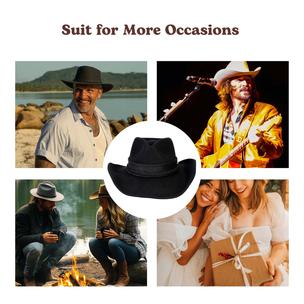 Turquoise Ridge Black Wool Felt Cowboy Hat | Mix Brown Western Hat