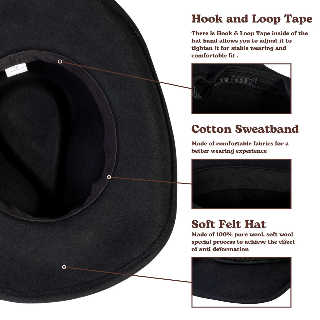 Turquoise Ridge Black Wool Felt Cowboy Hat | Mix Brown Western Hat