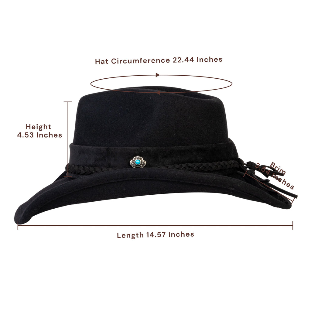 Turquoise Ridge Black Wool Felt Cowboy Hat | Mix Brown Western Hat