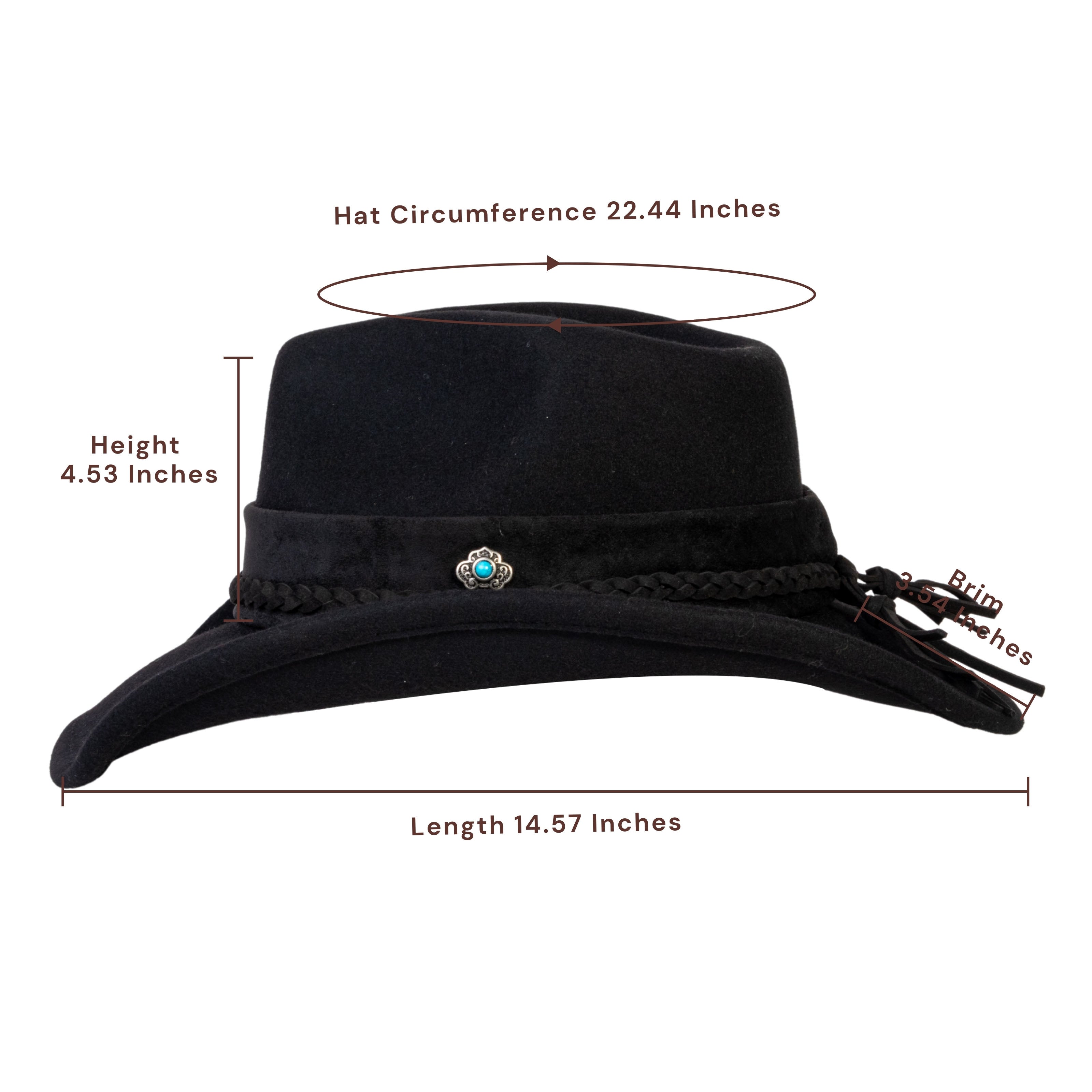 Turquoise Ridge Black Wool Felt Cowboy Hat | Mix Brown Western Hat